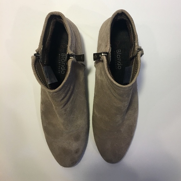 Blondo INGRID Waterproof Suede Taupe Ankle Booties - Picture 6 of 8